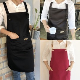 Beautiful apron for cafe barista kitchen workshop waterproof work, B:H type black / 카페 바리스타 주방 공방 방수 작업용 예쁜 앞치마, B:H형 블랙