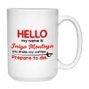 Adventure Film Character Mug, 15 Oz, Hello My Name is