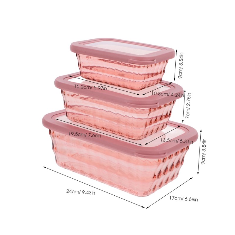 CHILDWEET Versatile Kitchen Storage Box Crisper Lunch Box 3pcs Airtight