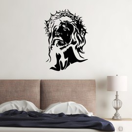 Vinyl Wall Decal God Jesus Religion Christian Messiah Man Head Stickers Large Decor (764ig) Lime Green