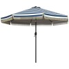 9ft Blue Stripe Garden Umbrella with Tilt Crank and Ruffled