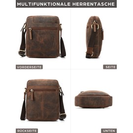 LEABAGS Leather Shoulder Bag Men's - Messenger Bag Men's Handbag, Vintage Genuine Leather Crossbody Bag Men, Handbags Work Bag Carry Bag, Shoulder Bag for Men, Vintage Reddish Brown, Casual, classic,