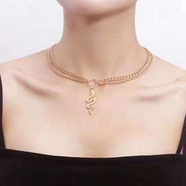 Wendalern Gold Snake Necklace Choker Punk Layered Serpent Necklace Statement Animal Cobra Pendant Collar Necklace Jerwelry for Women Girls