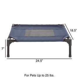Elevated Dog Bed – 24.5x18.5 Portable Bed for Pets with Non-Slip Feet – Indoor/Outdoor Dog Cot or Puppy Bed for Pets up to 25lbs by Petmaker (Blue)