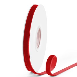 VISPAD Red Velvet Ribbon 3/8 Inch x 10 Yards, Single Face Velvet Ribbons Perfect for Gift Wrapping, Wedding Party, Christmas Wreath Decoration, Hair Bows Ribbon, Valentine's Day, Bouquet - 1 Roll