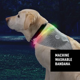 Nite Ize NiteHowl Bandana Rechargeable LED Safety Necklace - Adjustable Dog Accessories for Safety - Dog Collar with LED Light & Reflective Bandana - Dog & Puppy Supplies - Grey