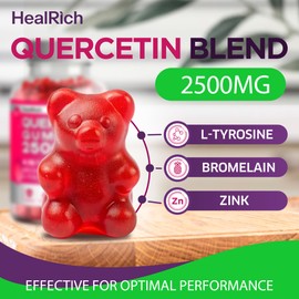 Quercetin Gummies - 2500MG Quercetin with Bromelain L-theanine & Zinc - Pure Supplement for Immune System Lung and Allergy Support - Immunity Booster Vegan Supplements for Kids & Adults - 2 Pack