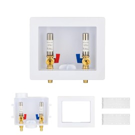 1-Pack GUOFIS Washing Machine Outlet Box,1/2 Inch PEX-A Expansion Inlet x 3/4 Inch MHT Outlet, Laundry Washer Box with Stainless Steel Water Hammer Arrestor (Center Drain)