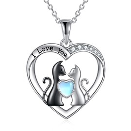 YAFEINI Penguins / Bat / Cat / Unicorn / Mushroom / Ballet Dancer / Ducks / Goats / Monkey / Ladybird Necklace Sterling Silver Penguins Gifts Cute Animal Heart Pendant Jewellery for Women, Sterling