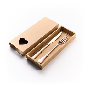 Elegant Gold Knife and Fork Set with Heart Gift Box, 2-Piece Stainless Steel Flatware Set (2, Rose Red)