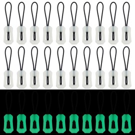 WEBEEDY Pack of 30 Luminous Zip Pull Replacement Glow in The Dark Zipper Pulls Removable Zip Extension Fluorescent Green Zip Charms for Bag, Clothes, 1.7 x 7.5 cm