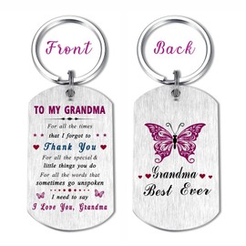 EE&YU Grandma Christmas Keyring Gifts - Grandma Birthday Gifts, Best Grandma Ever Gifts, I Love Grandmother Present, Thank You Grandmother Key Ring