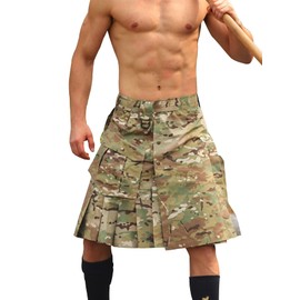 VATINNT Kilt for Men Scottish Tactical Kilt 23" Pleated Camo Kilt Irish Highland Utility Kilt with Cargo Pockets 0911 CP Camo 38.