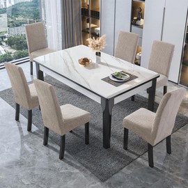 Genina 100% Waterproof Chair Covers for Dining Room Set of 2, Large Dining Room Chair Covers Protectors Stretch Kitchen Parson Chair Slipcovers for Home, Restaurant (Large, Leaves-Warm Gray)