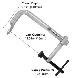 4-in-1 Clamping System, Regular Duty Bar Clamp, Capacity 12-1/2", Clamping Pressure: 2,400 LBS, Throat Depth: 5-1/2″, UM125-C3, Strong Hand Tools