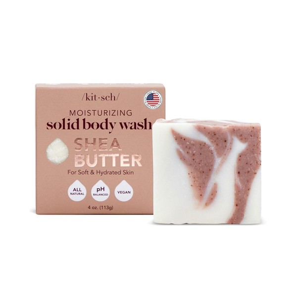 Kitsch Shea Butter Solid Body Wash Bar Soap for Women | Made in US | Holiday Gift | Hydrating & Moisturizing Shea Butter Soap Bars | All Natural Body Soap | Zero Waste Bath Soap Bars, 4 oz
