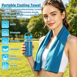 Cooling Towel for Neck,Cooling Towel for hot weather,100x30 cm | Multi-Sport Neck Towel: Ideal for Running, Cycling, Golf, Yoga, Hiking and Gym – Keeps you Cool and Dry During Intense, blue (2pc)