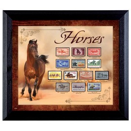 American Coin Treasures Horses on Stamps in Wall Frame