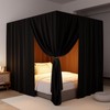 CFFNCH Black Canopy Bed Curtains - 4 Corner Post Bed
