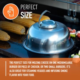 Yukon Glory™ Griddle Dome With Built in Thermometer, Designed For Blackstone Griddles, Perfect For Melting Cheese, Steaming Veggies and Grilling Meat, Made of Stainless Steel