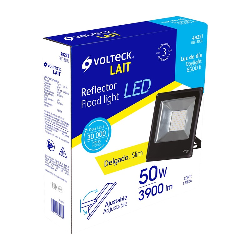 Volteck Slim Black LED Reflector, 50W, Wall Mount, Indoor, Living
