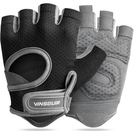 VINSGUIR Gym Gloves for Women, Weight Lifting Gloves for Gym, Cycling, Exercise, Fitness and Training, with Excellent Grip and Cushion Pads (Black, M)