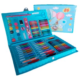 EXPLORE THE CREATIVE UNIVERSE WITH THE SUPERARTIST CASE: Complete Set of 86 Pieces Art for Boys and Girls Encourages Imagination and Talent through Painting and Drawing (Kids Blue)