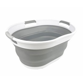Collpasible Laundry Basket (25L Collapsible Laundry Basket (White/Grey))