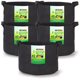 247Garden 5-Pack 40-Gallon Aeration Fabric Pot/Plant Grow Bag w/Handles (260 GSM, Black, 17H x 26.5D)