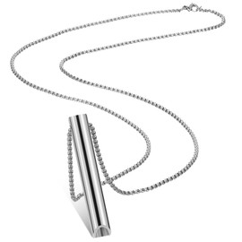 Fiada Anxiety Relief Chain Mindful Breath Necklace Portable Stainless Steel Stress Relief Breathing Chain for Deep Breathing Exercises for Men Women Meditation Stress Relief Relaxation, Silver