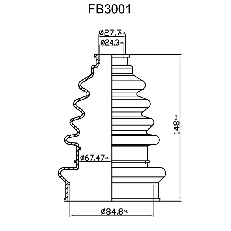 Flexx Boot FB3001K Universal Large Shaft CV Boot Kit for