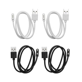 4pcs 2Pin USB Magnetic Charger Cable USB Charging Cable Magnetic USB Power Cord for Smart Watch Smart Bracelet Beauty Instrument Headphones, Black and White