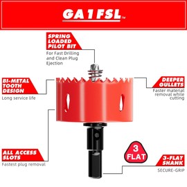70mm Bi-Metal Hole Saw with Arbor and Pilot Bit - Fast Cut Quality Hole Cutter Drill Bit for Wood, Plywood, Fiberglass, Plastic, Drywall, and Stainless Mild Sheet - 30mm Cutting Depth