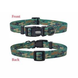Olahibi Dog Collar and Leash Combo Set, Camouflage Pattern, Polyester Material, 150CM Matching Leash, for Small Dogs.(S, Green Camo)
