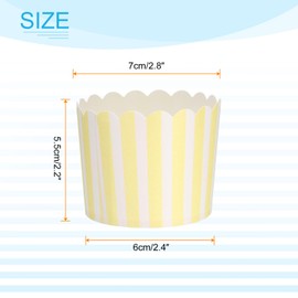 sourcing map 50Pcs Paper Baking Cups 6oz Greaseproof Disposable Bulk Cupcake Muffins Liners Cases Wrappers for Wedding Birthday Graduation, Pinstripe Yellow