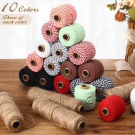 Treela 30 Rolls Colourful Bakers Twine for Crafts 2mm Cotton String Craft String Wrapping Wedding Home Decor Gardening