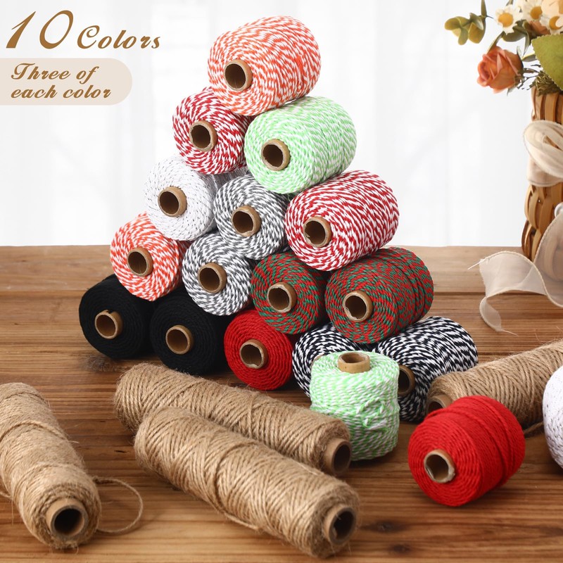Treela 30 Rolls Colourful Bakers Twine for Crafts 2mm Cotton