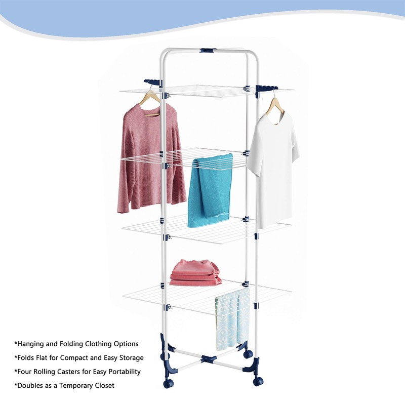 Lavish Home Clothes Drying Rack – 4-Tiered Laundry Station with