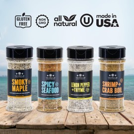 The Spice Lab Seafood Seasoning Set - Smoky Maple, Shrimp Boil, Spicy Seafood and Lemon Pepper - Gift Kit - All Around Cooking & Air Fryers - Gift for Men or Gift for Dad – Made in the USA