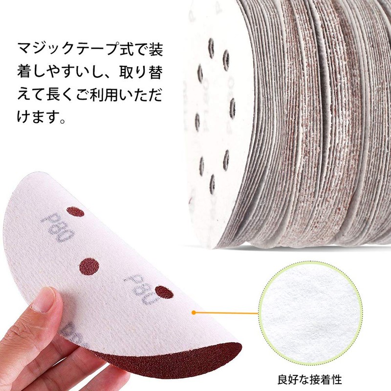 Teenitor Sanding Paper, 4.9 inches (125 mm) Diameter, 72 Sheets,