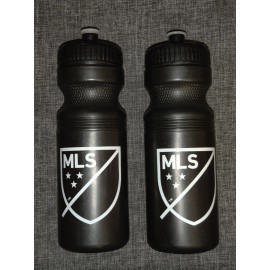 Boelter Brands (2) MLS Squeeze Water Bottles 24oz Black Major League Soccer BPA Free NEW