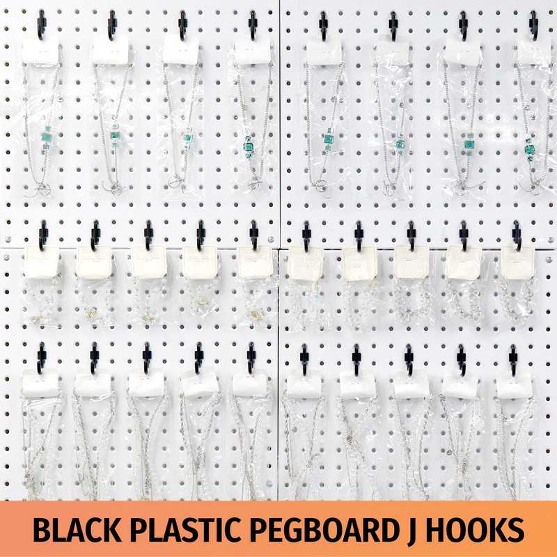HUHOLE 100 Pack Pegboard Plastic Hooks – J Shape Peg