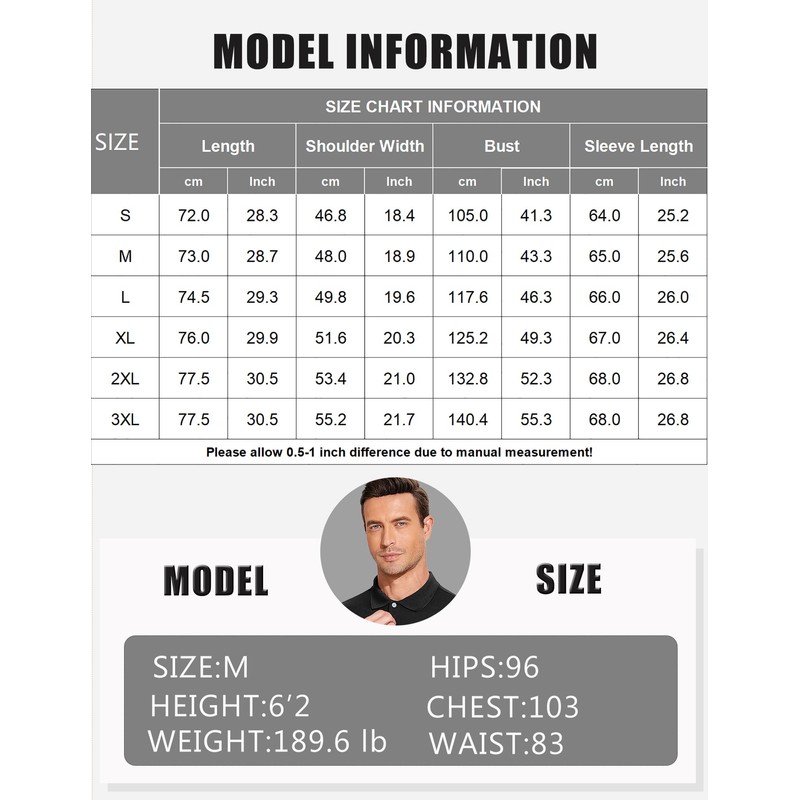 PINSPARK 3 Pack Men's Long Sleeve Golf Polo Shirts Athletic