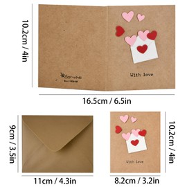 Pack of 12 Gift Cards, Greeting Cards for Congratulations, Birthday Cards Set with Envelopes, Wedding Greeting Cards, Congratulations, Folding Cards with Envelope Made of Kraft Paper