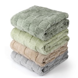 HunnmingRe 4 Pcs Fleece Checkered Baby Blanket 30 x 40 Inch 3D Chessboard Fluffy Fuzzy Plush Soft Thick Baby Blanket for Boys Nursery Bed Girl Neutral Decor Infant or Newborn