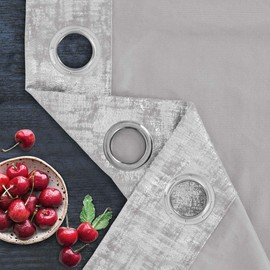 always4u Soft Velvet Curtains 95 Inch Length Luxury Bedroom Curtains Silver Foil Print Window Treatments for Living Room 1 Panel Silver