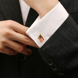 ZEEY Gold/Silver American Flag Cufflinks for Men Women Stars and Stripes Flag Mens Cuff Links Jewelry Gift Set for Business Wedding Party Office Daily Tuxedo Dress Shirt Accessories (Gold)