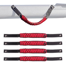 BESTAOO Roll Bar Grab Handles Paracord Grip Handle for Ford Bronco Accessories 2021 2022 2023 2024 2025 2 Door 4 Door, 4 Pack (Red)