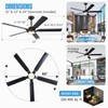60" Black Outdoor Ceiling Fan for Patios with Light Waterproof,
