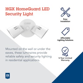 Lithonia Lighting HomeGuard 2-Light LED Outdoor Flood Lights, Wall or Ceiling Mount Outdoor Lights, 4000K Cool White, Round Heads, White (HGX LED 2RH 40K 120 WH M2)